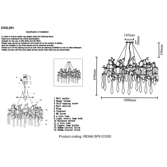 Подвесная люстра Crystal Lux Reina SP8 D1000 Gold Pearl, фото , изображение 5